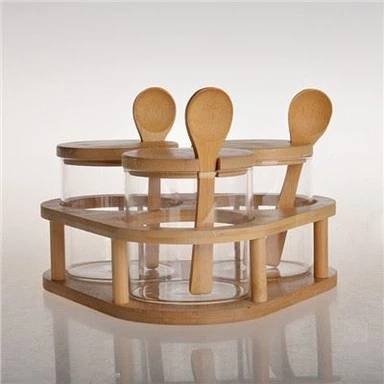 Opbevaringskrukker af bambuslåg