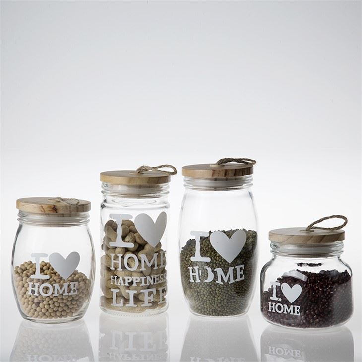 Candy Glass Jar Storage Jar With Wood Lid And Hemp Rope