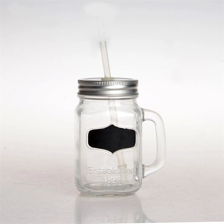 Glass Mason Jar With Straw