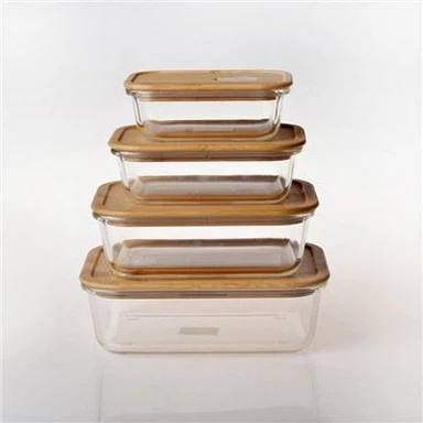 Madopbevaringsbeholder i glas med låg