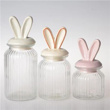 Kaninører decor låg gennemsigtig glas mad krukker