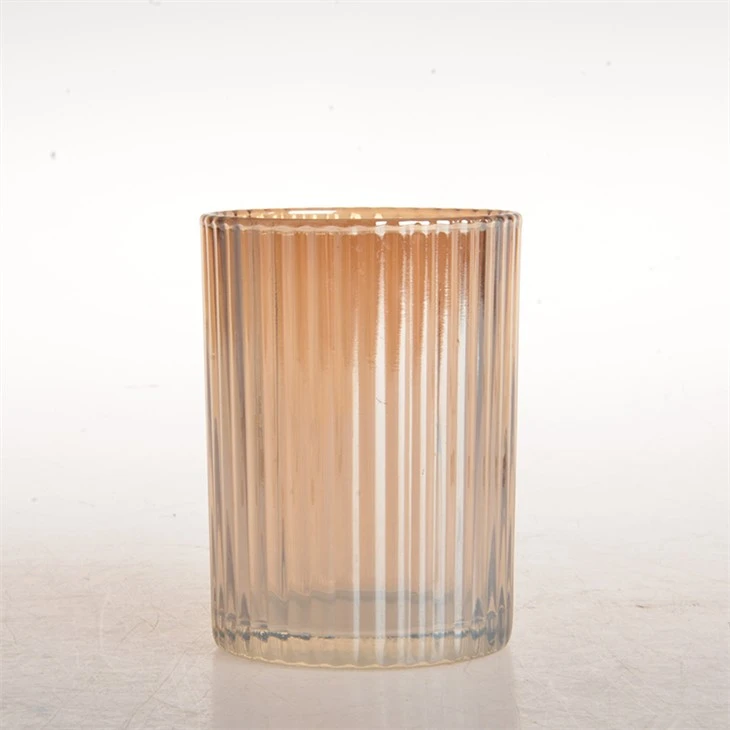 Vertical Stripes Coloured Glass Candle Holders