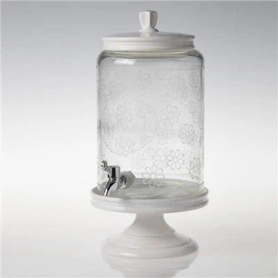 Drikdispenser i klart glas med låg
