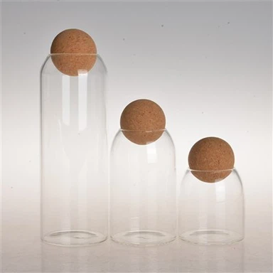 Glaskrukke med trælåg Kuglekrukke